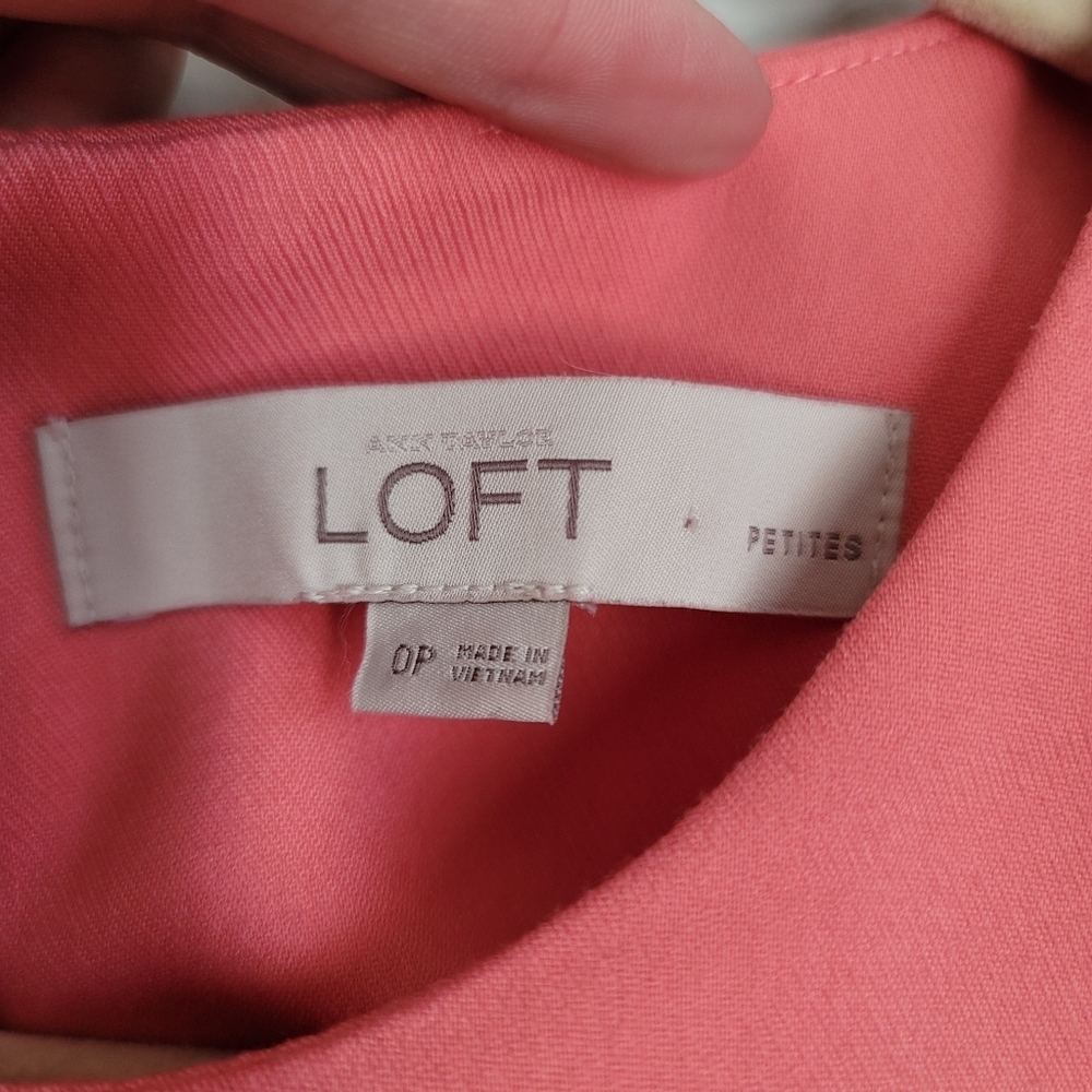 LOFT Dress Size 10P Petite Sleeveless Pink Scoop Neck Eyelet Ruffle Hem - Picture 5 of 6